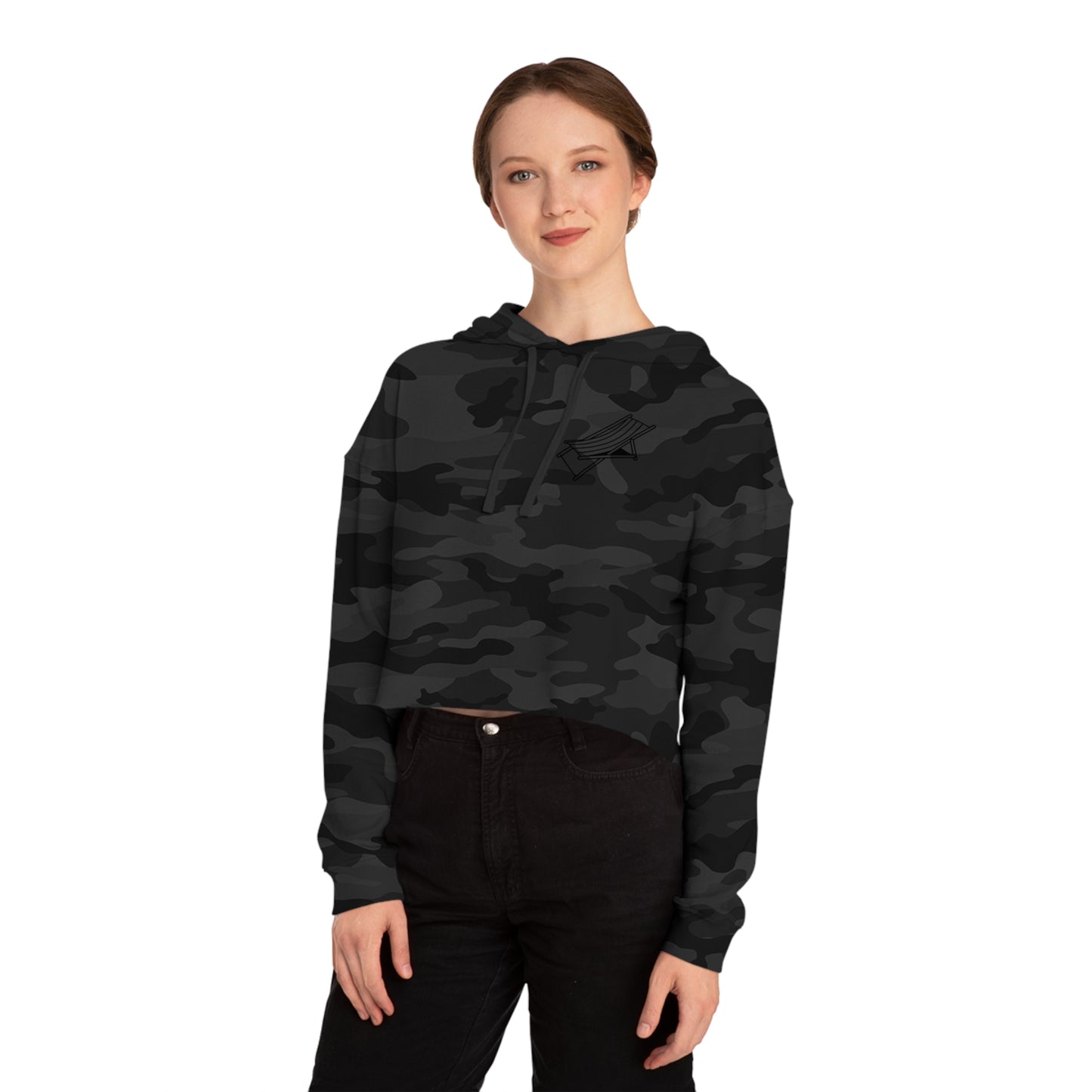 Beach Chair - Cropped Hoodie (Black Logo)