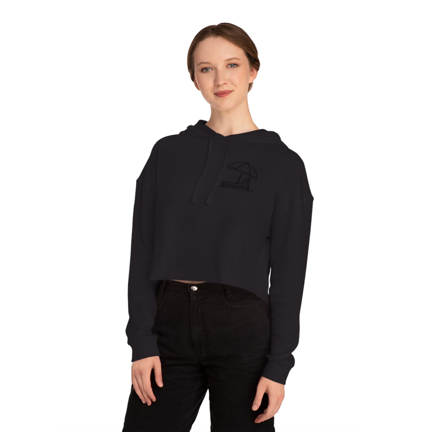 Beach Club - Cropped Hoodie (Black Logo)